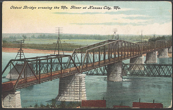 Postcard of the Hannibal Bridge, designed and built by Octave Chanute